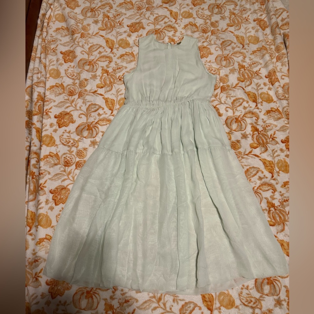 ADAM LIPPES 💯 SILK RUFFLED MIDI DRESS SIZE 4 LIKE NEW